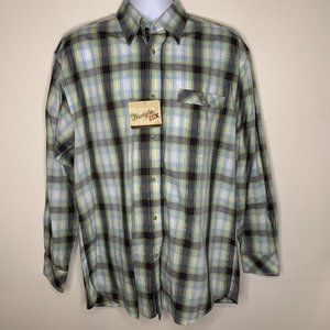 NWT Wrangler 20X Men's Western Long-Sleeve Premium Plaid Shirt- MEDIUM